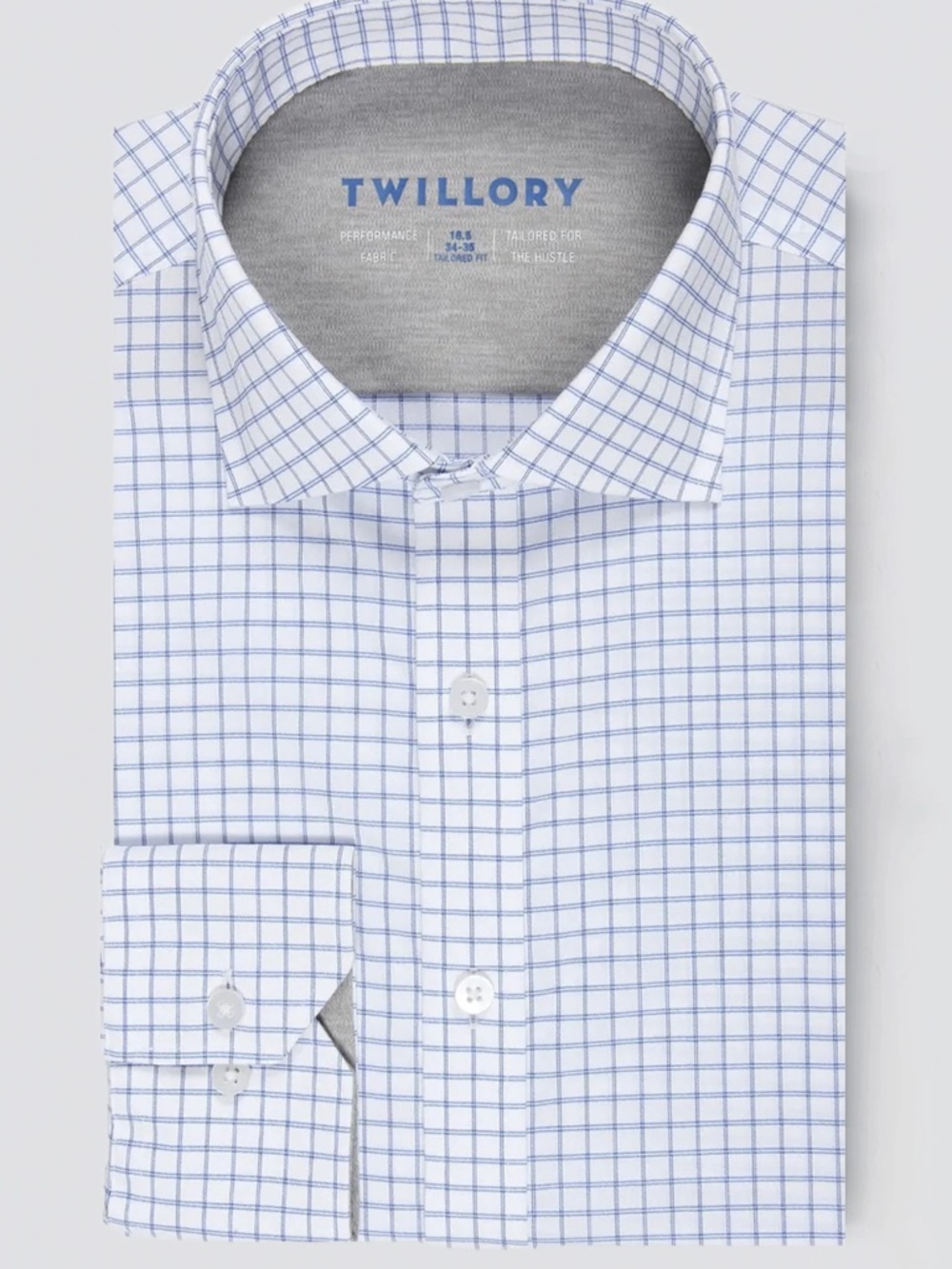 Twillory Non-Iron Windowpane | Blue Mens Dress shirt